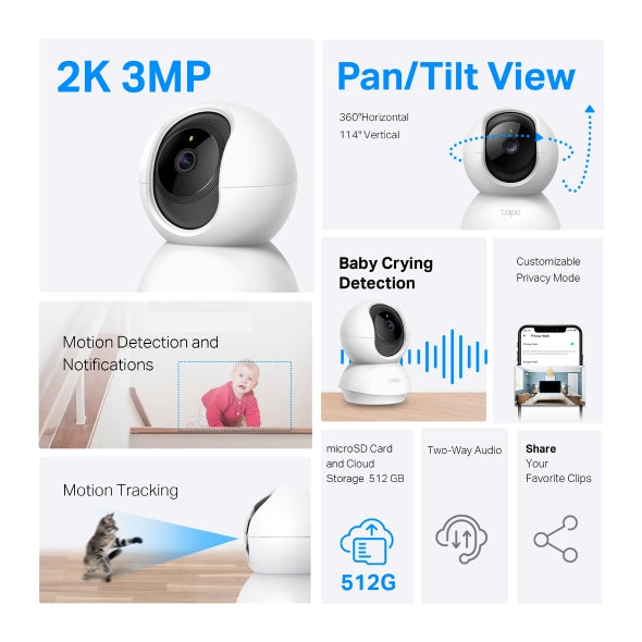 TP-Link Tapo C210 3MP Pan/Tilt Home Security Wi-Fi Camera