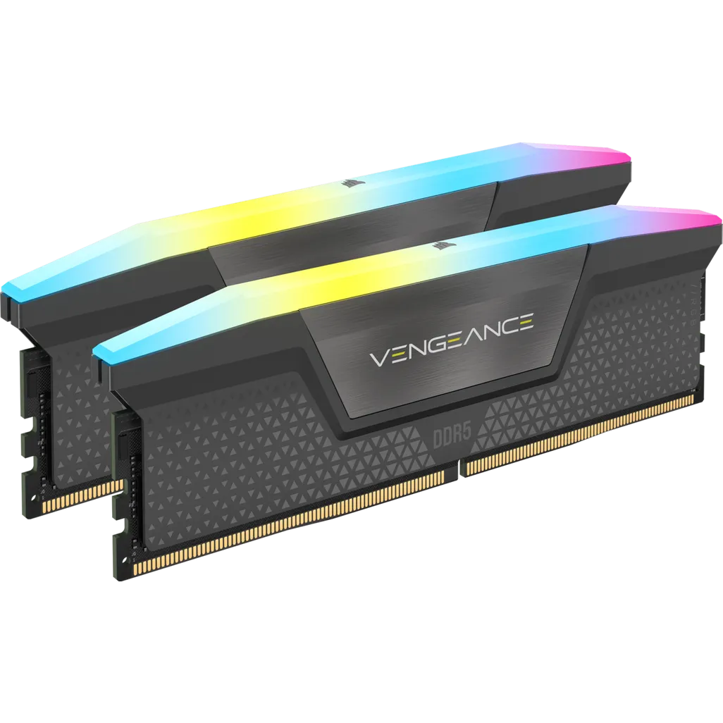Corsair VENGEANCE® RGB AMD EXPO64GB (2 x 32GB) DDR5 DRAM 5200MHz C40 Memory Kit; 40-40-40-77; 1.25V; Cool Grey.