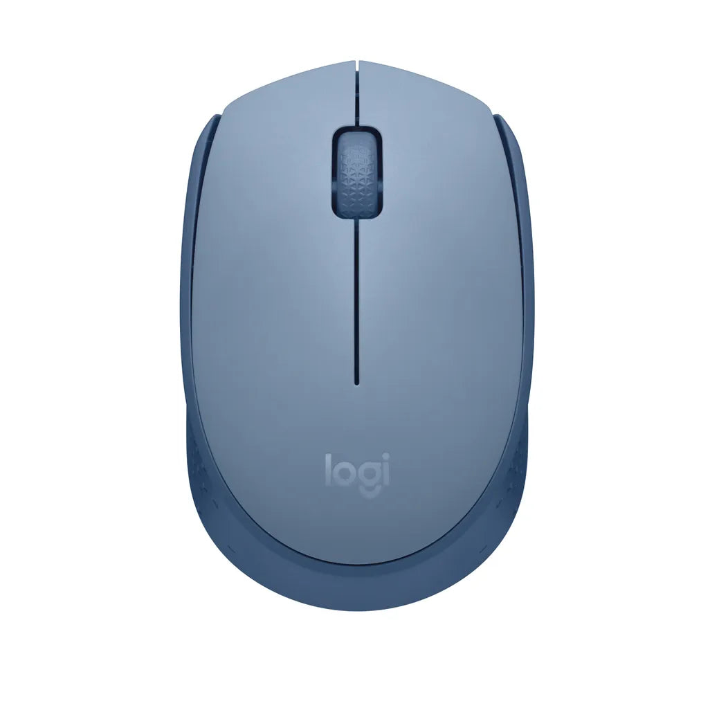 Logitech Wireless Mouse M171 (Blue/Grey) Nano USB receiver 3 buttons optical tracking ratchet wheel 12-month battery life 10m ra