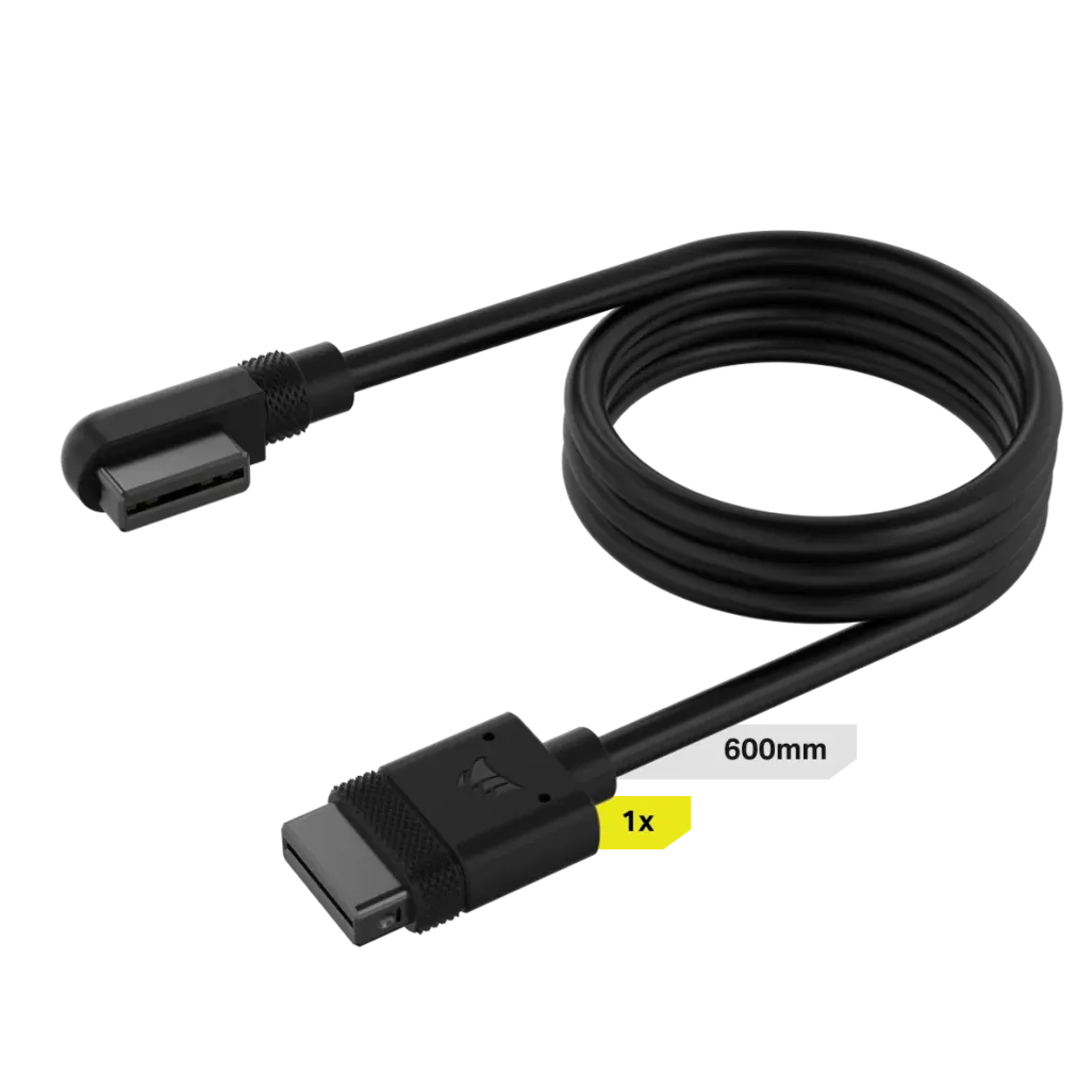 CORSAIR iCUE LINK Cable; 1x 600mm with Straight/Slim 90° connectors; Black