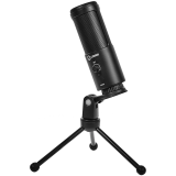 LORGAR Voicer 521, Gaming Microphone, Black, USB condenser mic with Volume Knob, 3.5MM headphonejack, mute button and led indicator, package including 1x F5 Microphone, 1 x 2M type-C USB Cable, 1 xTripod Stand-0