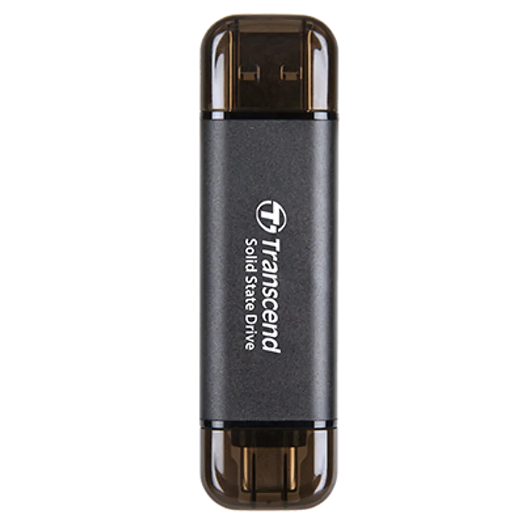 TRANSCEND 128 GB ESD310C USB3.2 TYPE A & C (USB 10Gbps) OTG COMPACT PORTABLE SSD - Read 1050MB/s Write 950 MB/s - Black