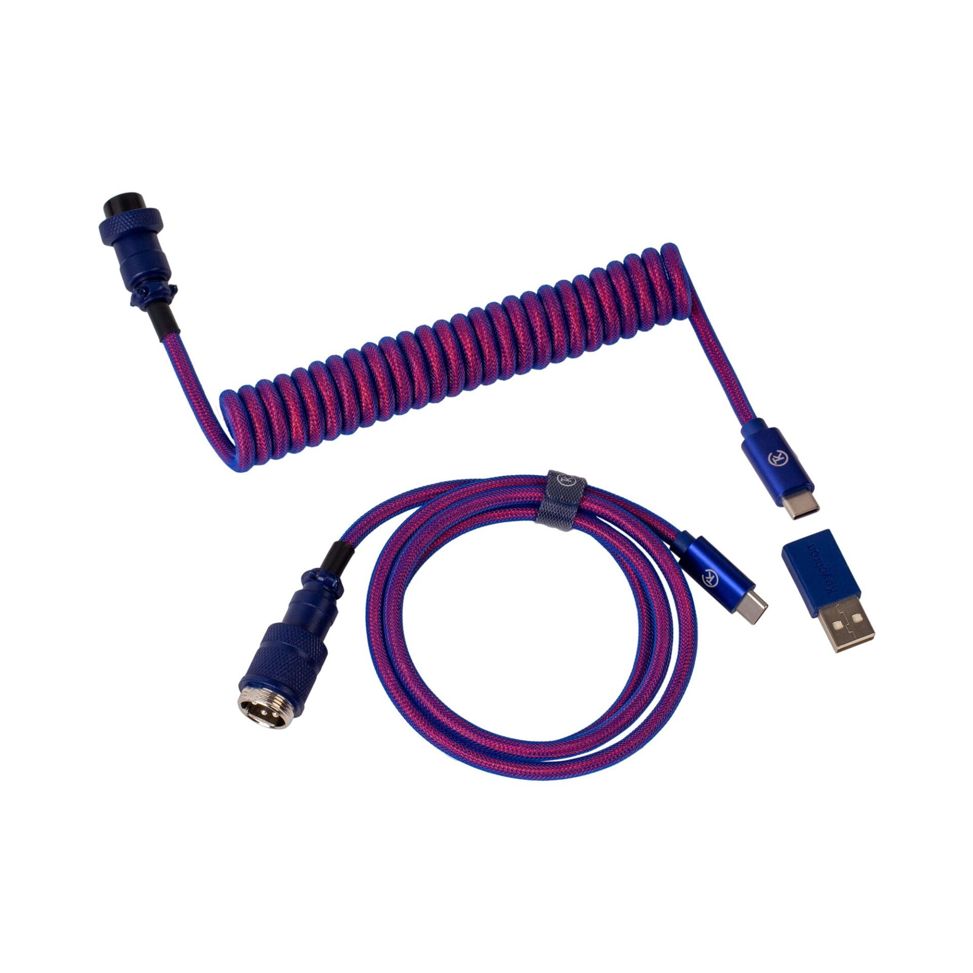 Keychron Premium Coiled Aviator USB Cable | Type-C + USB-A Adapter | Detachable Aviator Connector | 108 cm-0