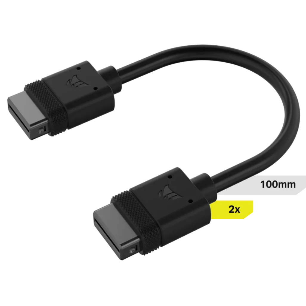 CORSAIR iCUE LINK Cable; 2x 100mm with Straight connectors; Black