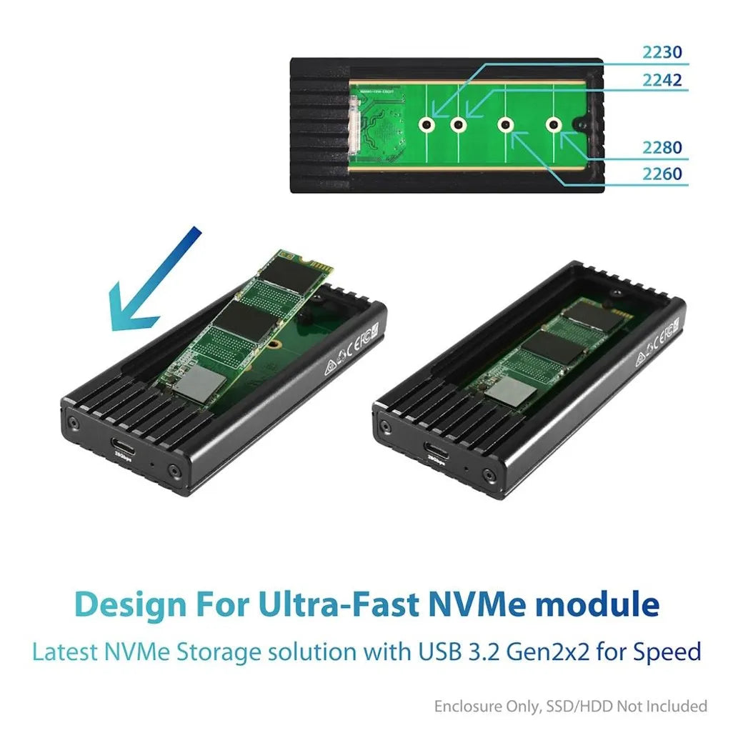 NexStar SX; M.2 NVMe SSD to USB 3.2 Gen2x2; 20G; Type C; Black Enclosure (NST-230C3-BK)