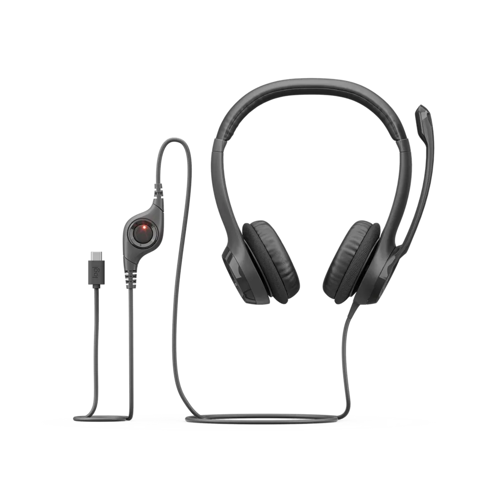 LOGI H390 981-001576 Black USB-C Stereo headset adjustable headband Noise cancelling Mic rotating microphone