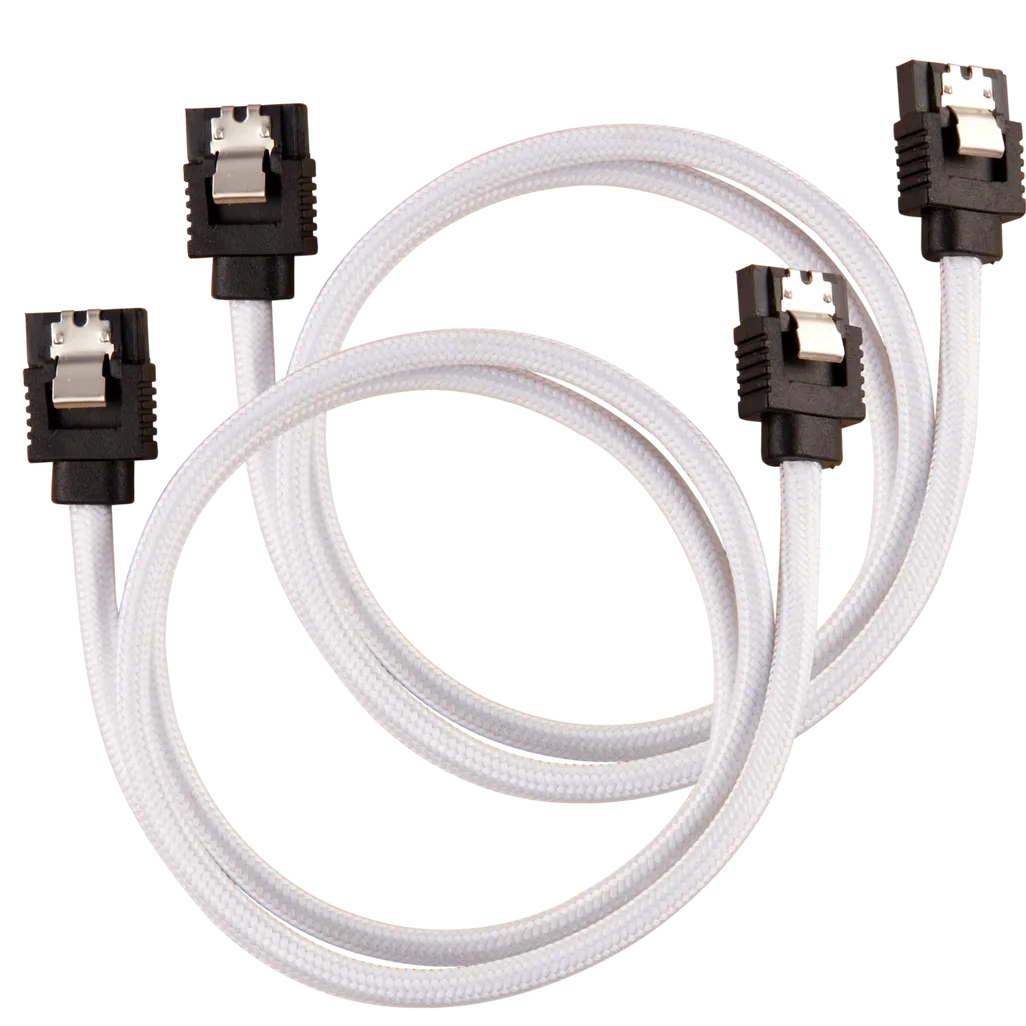 Corsair Premium Sleeved SATA Data Cable Set with Straight Connectors; White; 60cm