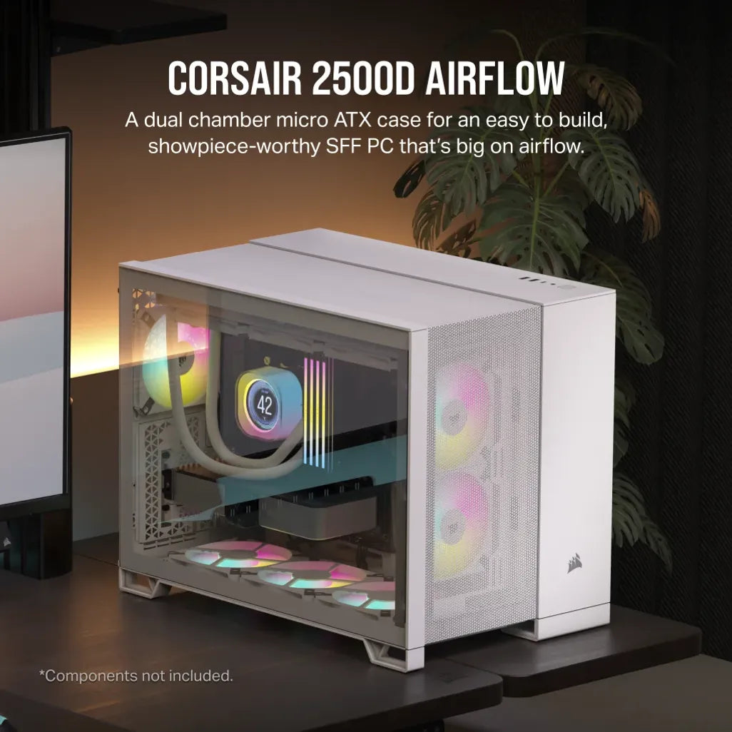 2500D AIRFLOW Micro ATX Dual Chamber PC Case; White