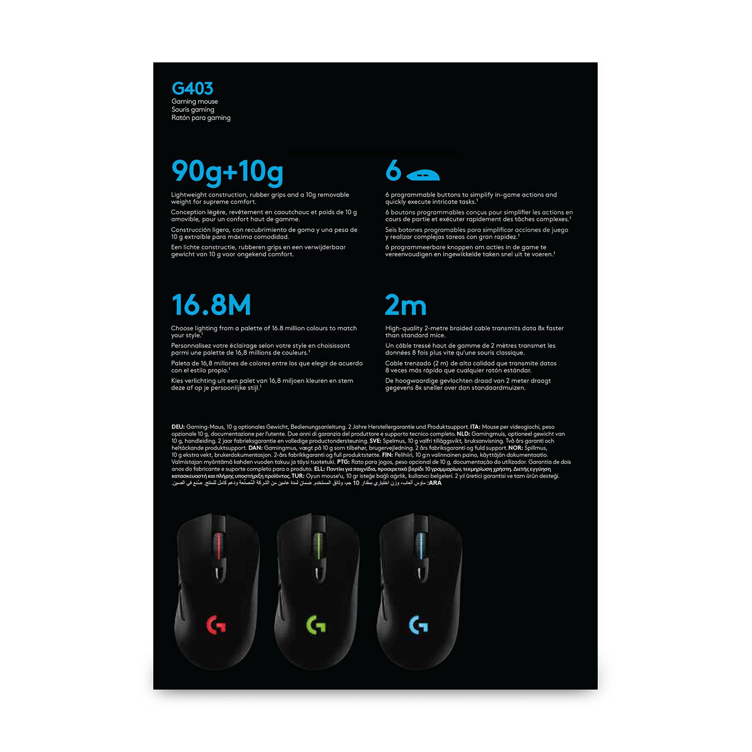 Logitech G403 HERO Gaming Mouse Equipped with HERO Sensor and LIGHTSYNC RGB