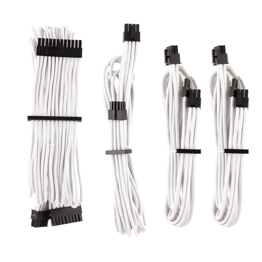 Corsair Premium Individually Sleeved White PSU Cable Kit Starter Package