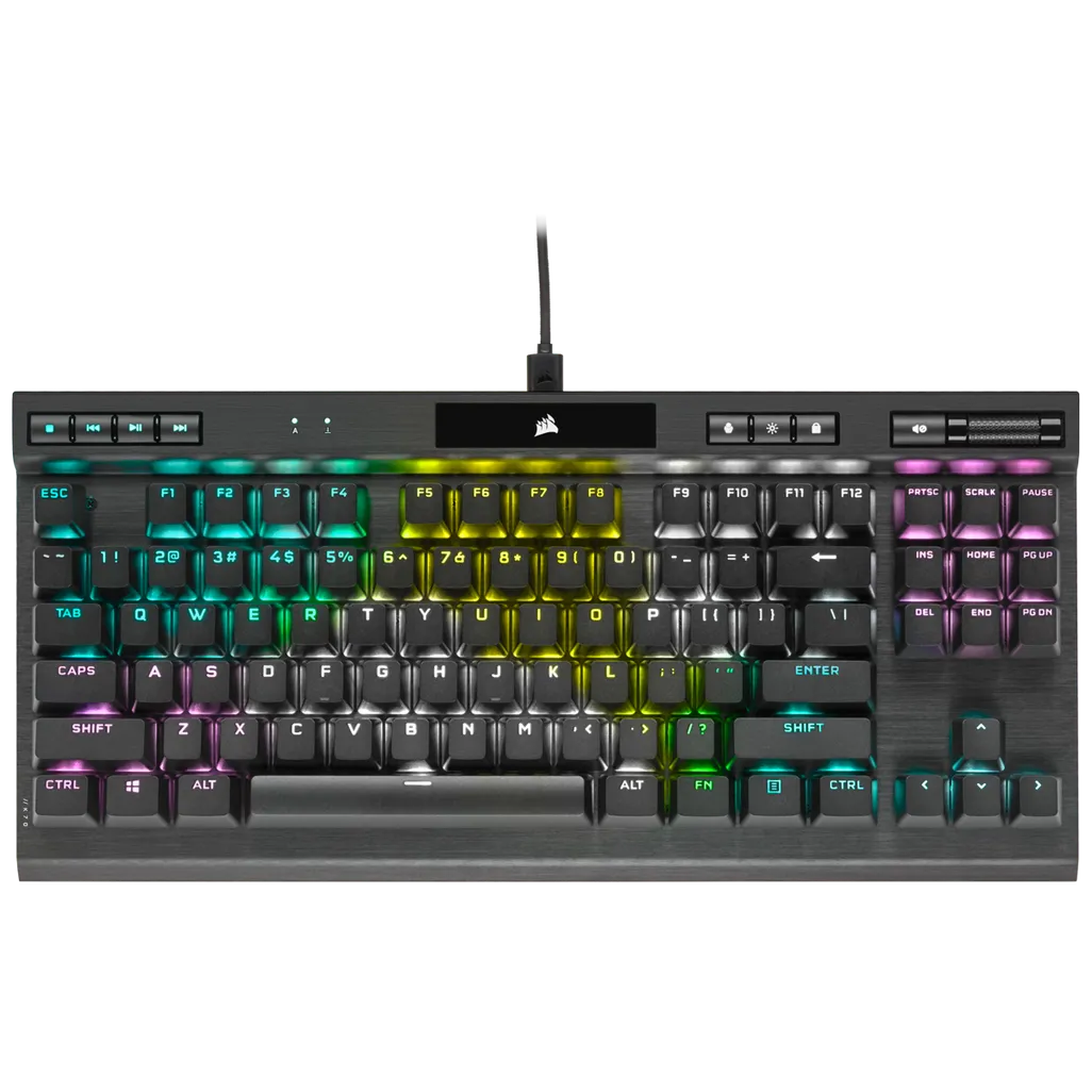 Corsair K70 RGB TKL Optical-Mechanical Gaming Keyboard; Backlit RGB LED; CORSAIR OPX Keyswitches; Black