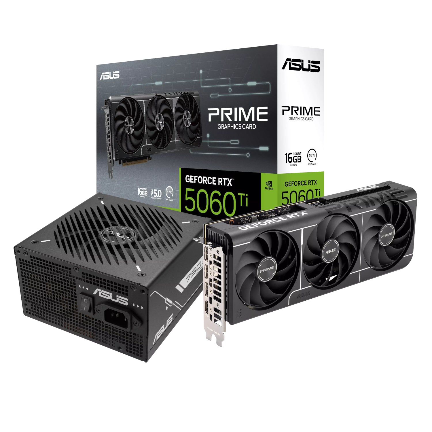 ASUS PRIME GeForce RTX 5060 Ti 16GB and 750W 80 PLUS Bronze Non-Modular Power Supply Bundle-0