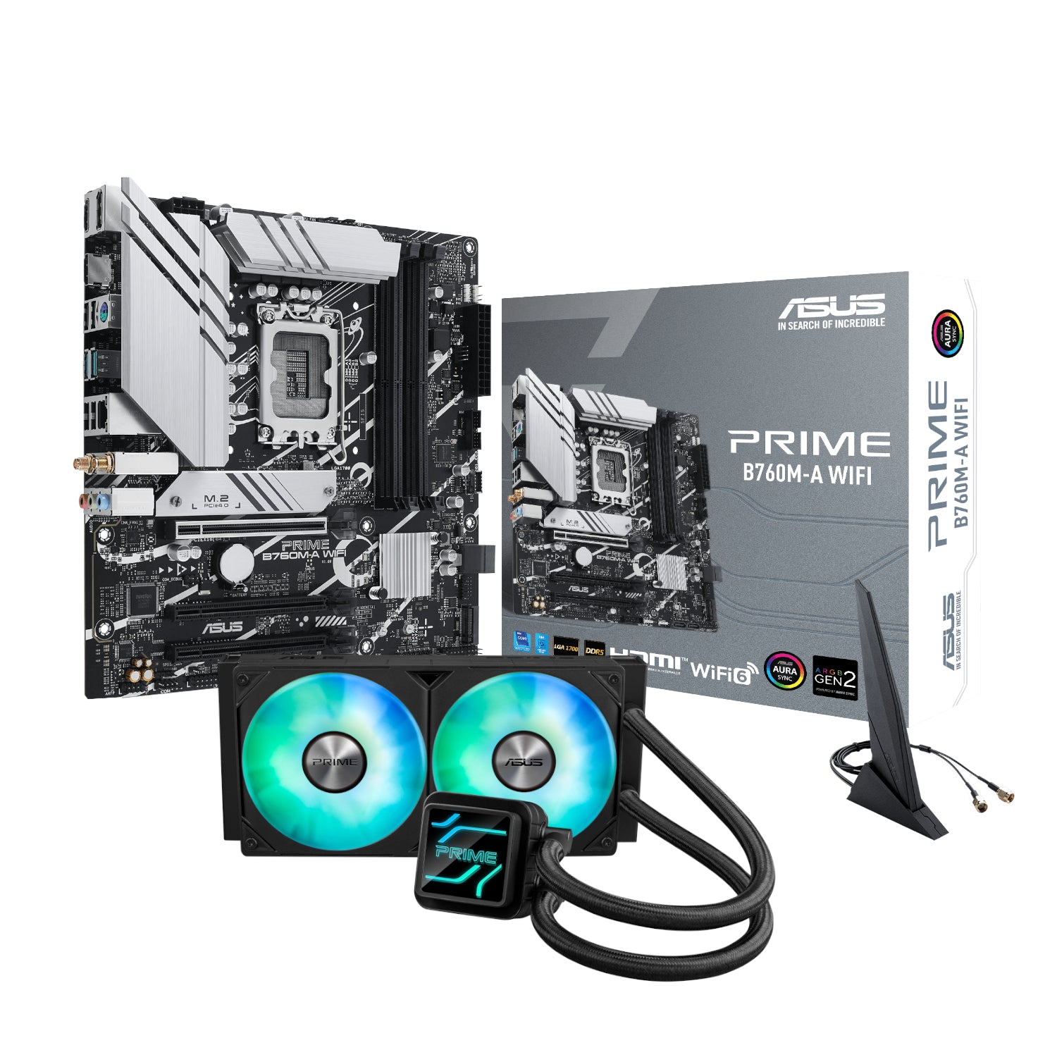 Asus PRIME B760M-A WIFI LGA1700 and Asus Prime LC 240 ARGB Liquid CPU Cooler Bundle-0