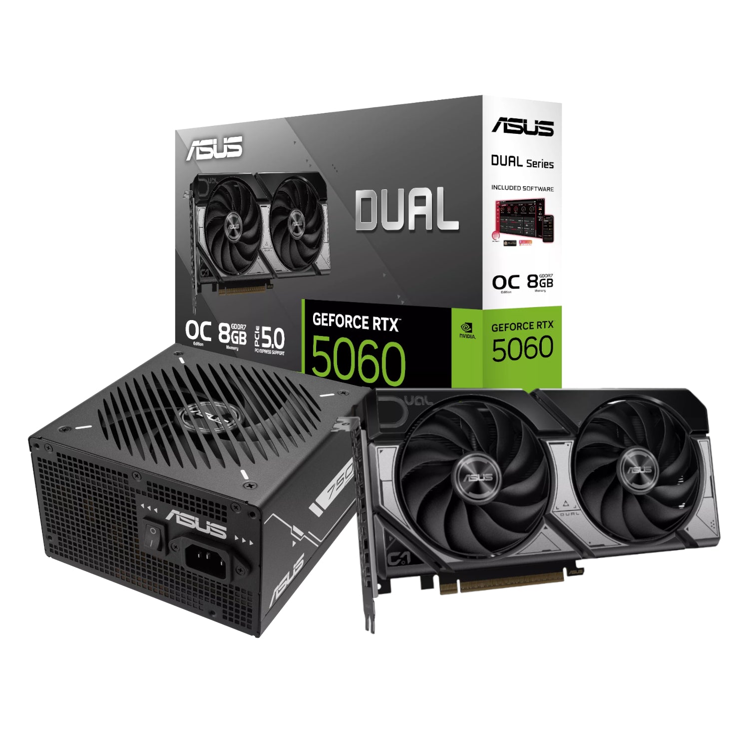 Asus Nvidia GeForce RTX 5060 OC Edition and 750W 80 PLUS Bronze Non-Modular Power Supply Bundle-0