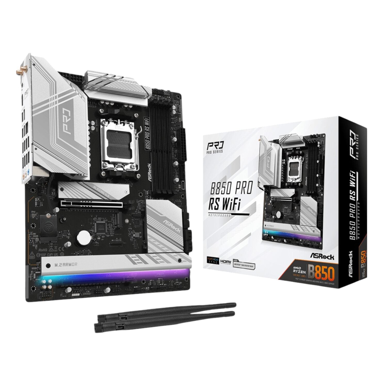 ASRock B850 Pro RS Wi-Fi ATX Motherboard (AMD AM5, DDR5, PCIe 5.0)-0