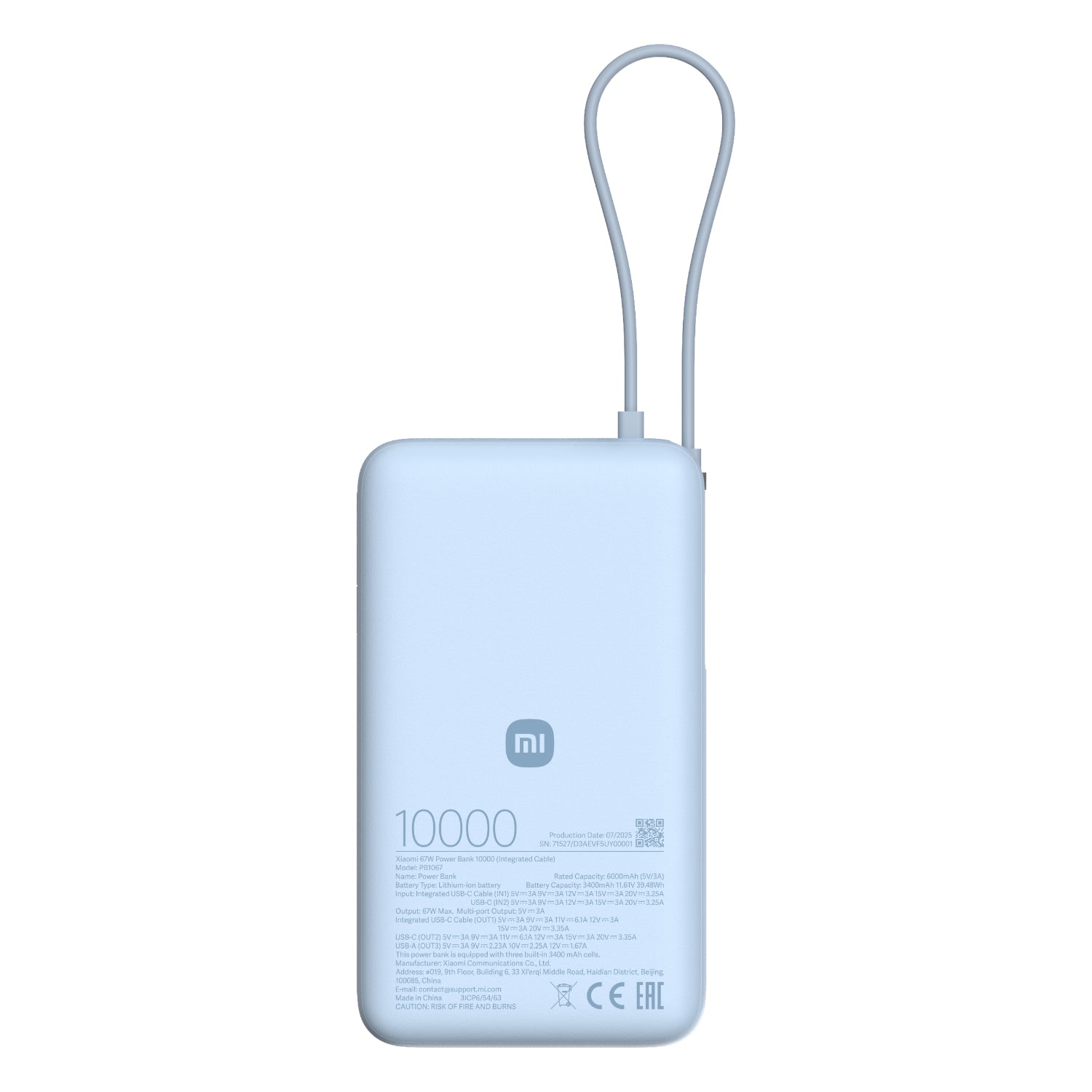 Xiaomi 67W Power Bank 10000 (Integrated Cable) - Ice Blue-0