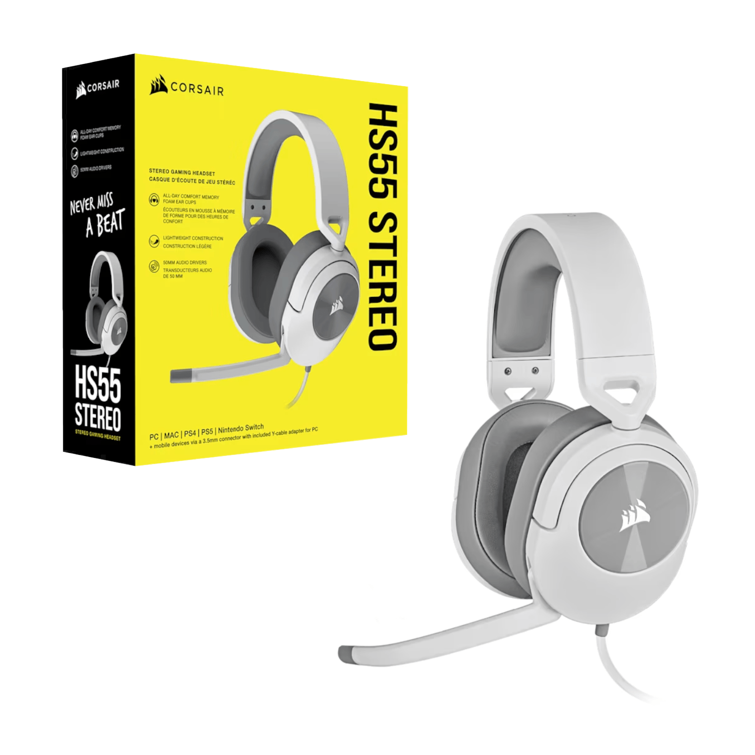 Corsair HS55 Surround Wired Gaming Headset – White-3