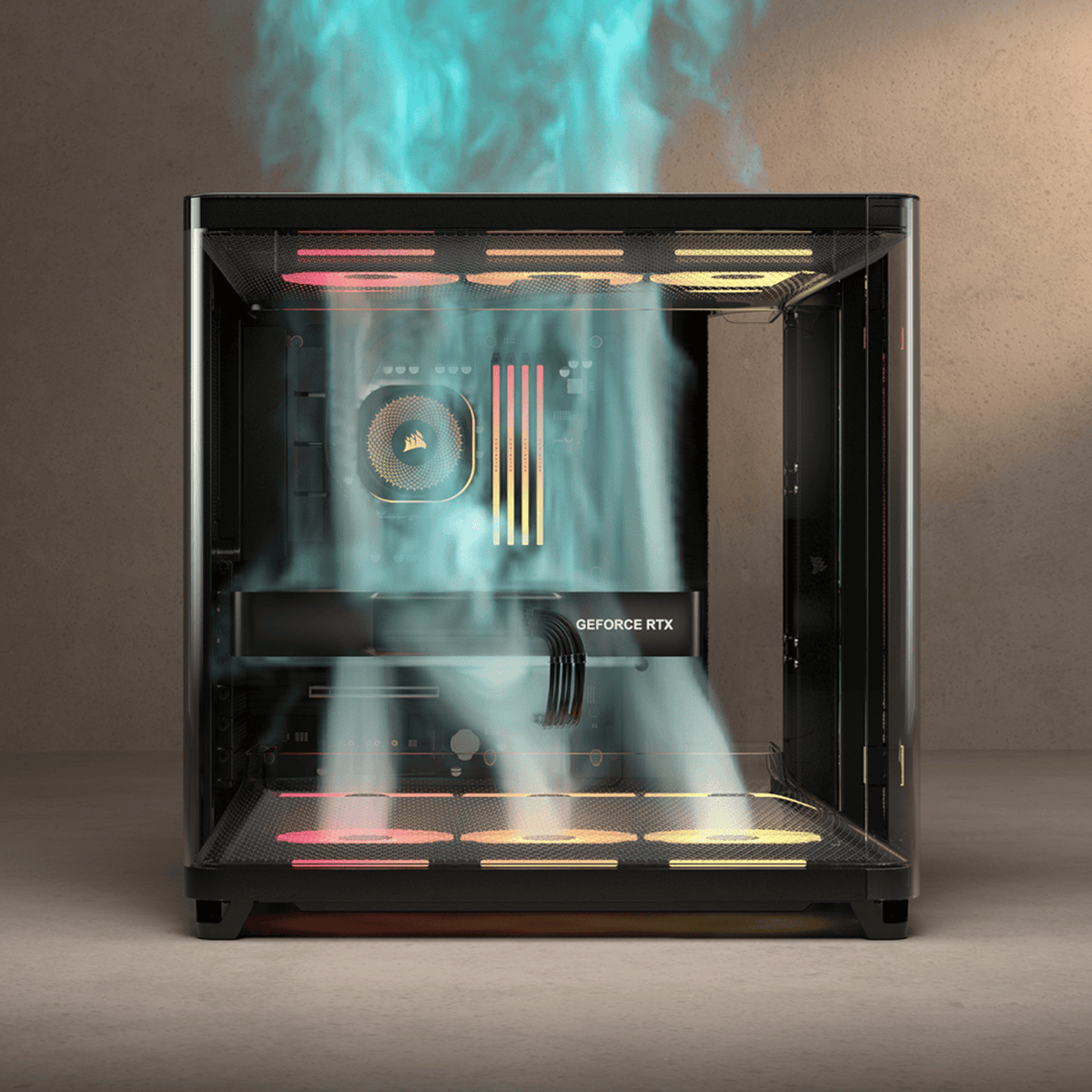 Corsair AIR 5400 LX-R RGB iCUE LINK Triple Chamber Mid-Tower PC Case - Black-6