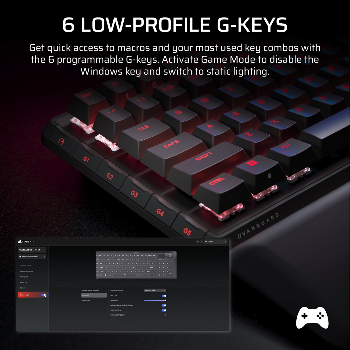 Corsair VANGUARD 96 Mechanical Gaming Keyboard, CORSAIR MLX Plasma - Black-4