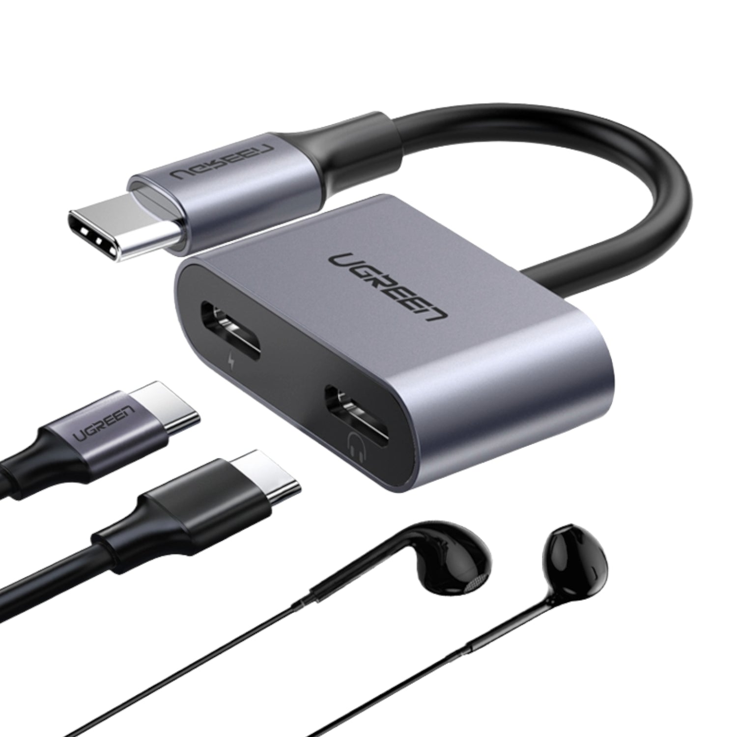 UGREEN USB Type-C Dual Audio and Charging Adapter (15W PD, 2-in-1 Splitter)-1