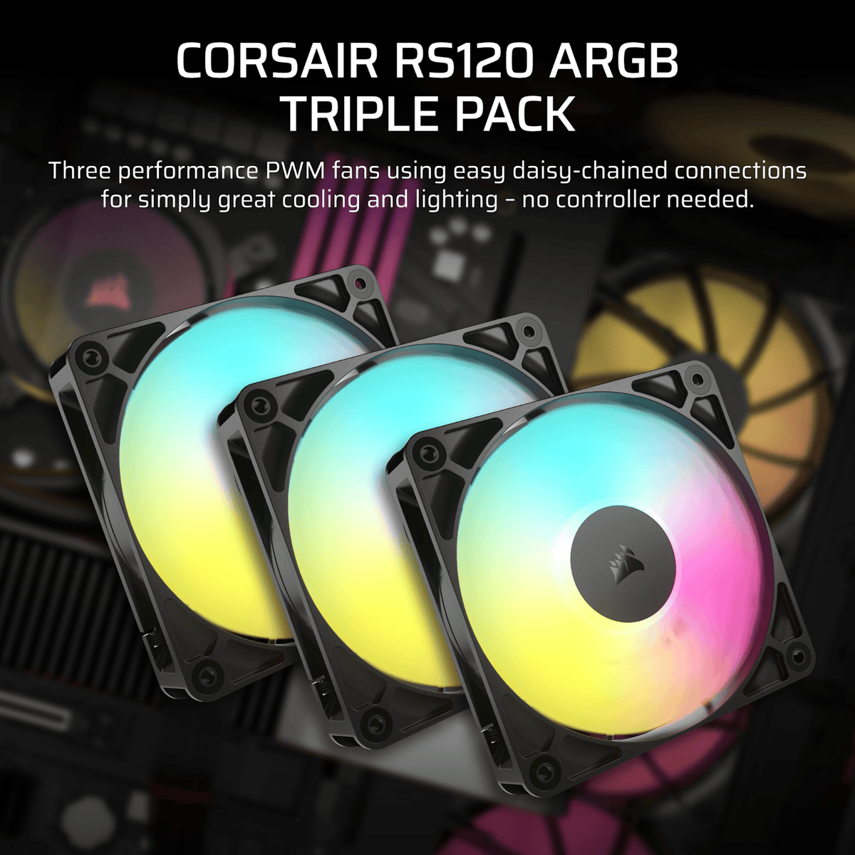 Corsair RS120 ARGB 120mm PWM Fans Triple Pack - Black-4