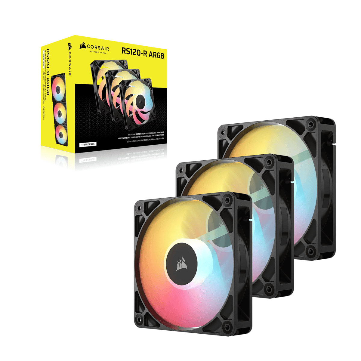 Corsair RS120-R ARGB 120mm PWM Reverse Fans Triple Pack - Black-3