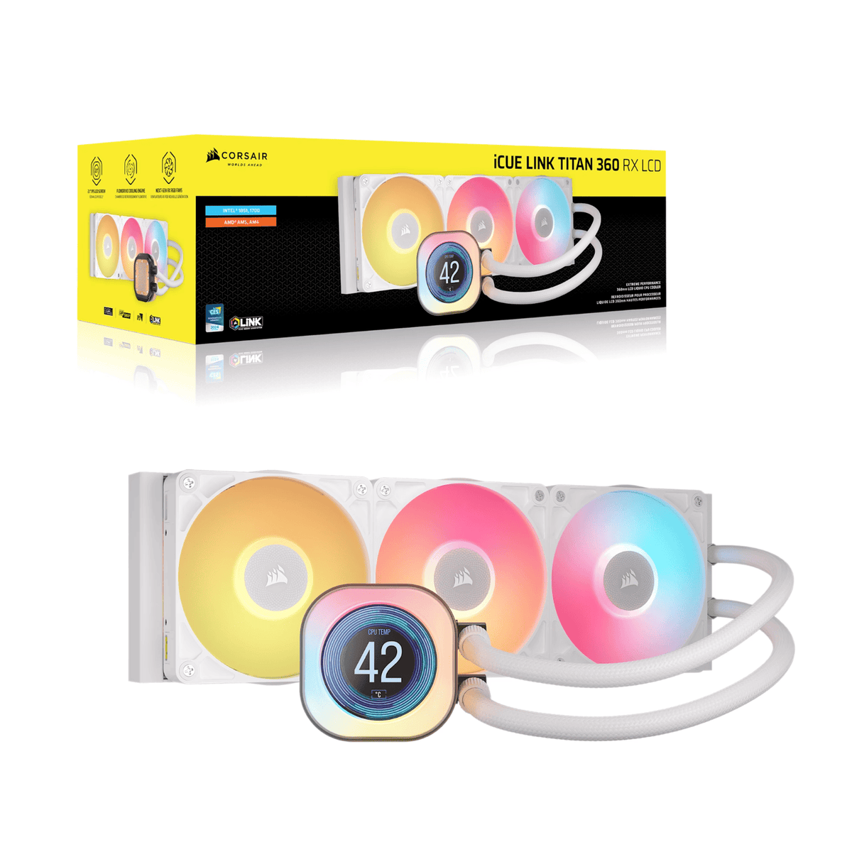 Corsair iCUE LINK TITAN 360 RX LCD Liquid CPU Cooler - White-4