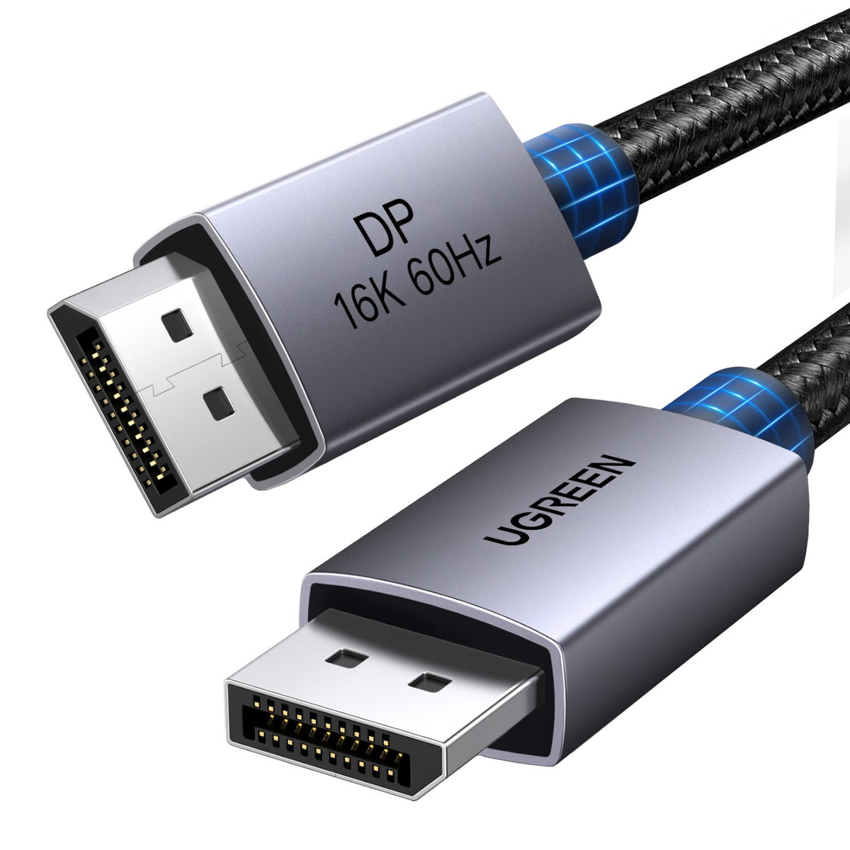 UGreen DP131 DisplayPort 2.1 Braided Cable 1M ( 80Gbps | 16K | 60Hz ) - Black/Grey-0