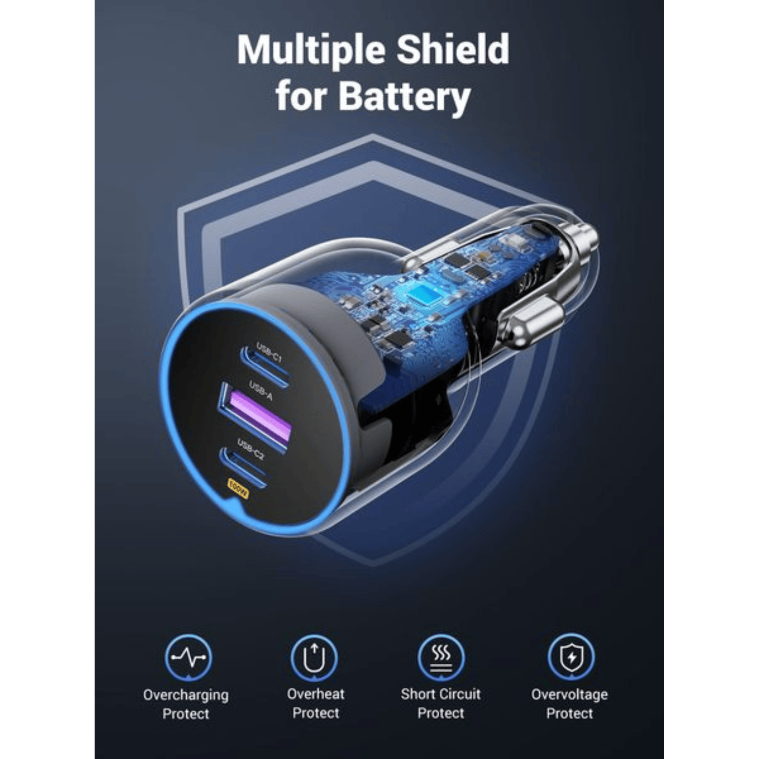 UGREEN 130W USB-C 3-port Car Charger-4