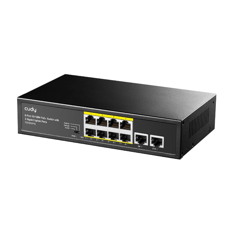Cudy 10-Port 10/100Mbps|2 x Gigabit|Unmanaged PoE+ Switch|120w