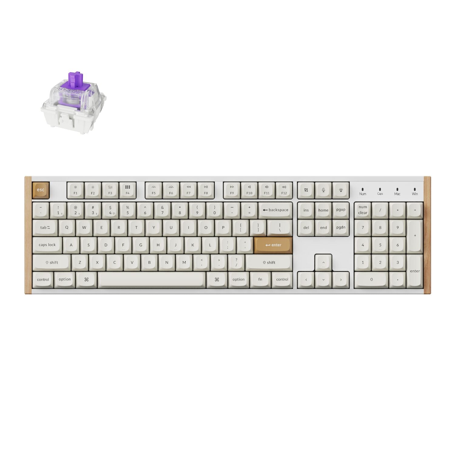 Keychron K10 HE Special Edition Full-size Hot-Swap Gateron Dbl-Rail Nebula Switch RGB Wireless Keyboard - White (Wood + Al)-0