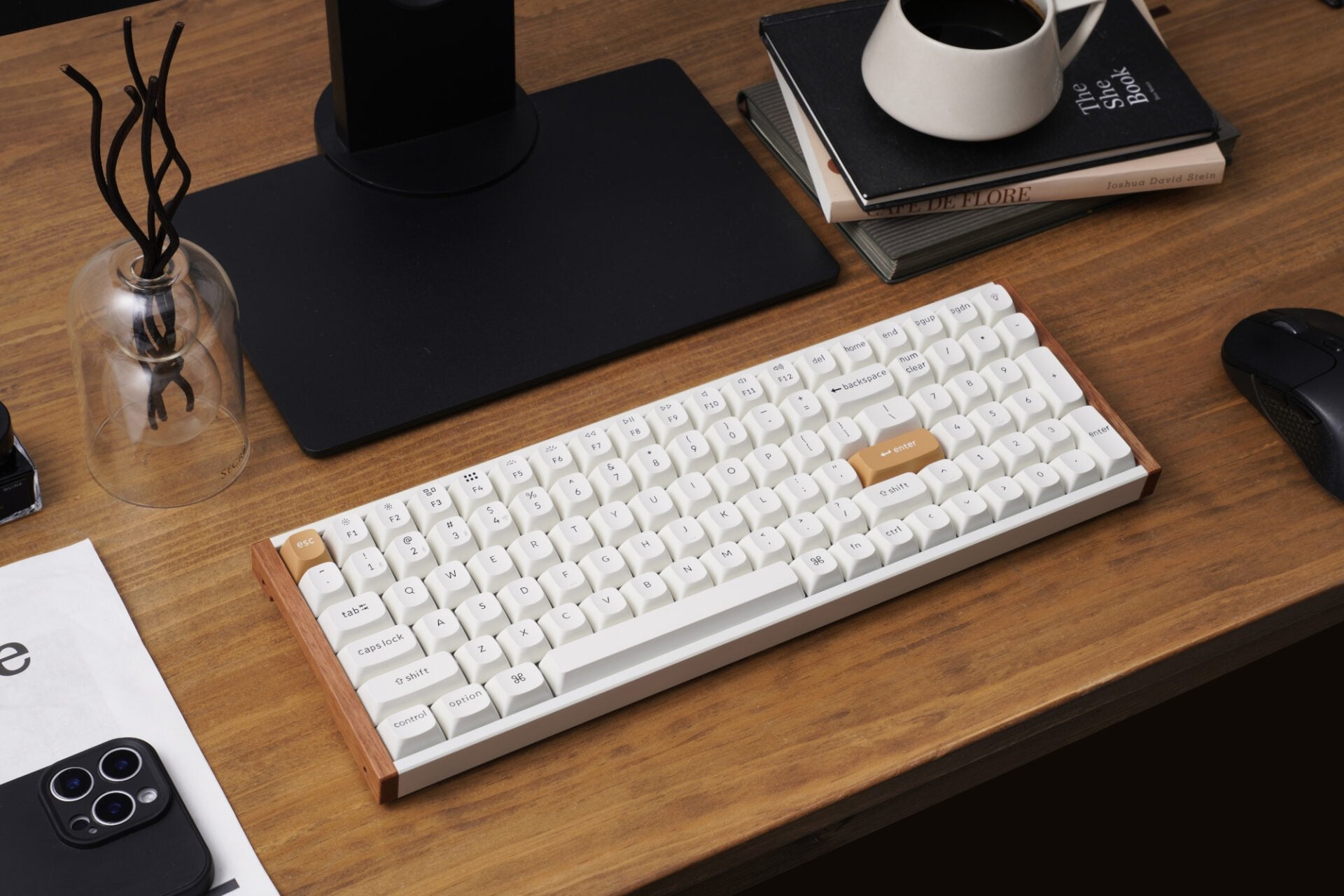 Keychron K4 HE 96% Magnetic Switch Hot-Swap RGB Wireless Keyboard – White (Wood + Aluminium)-2