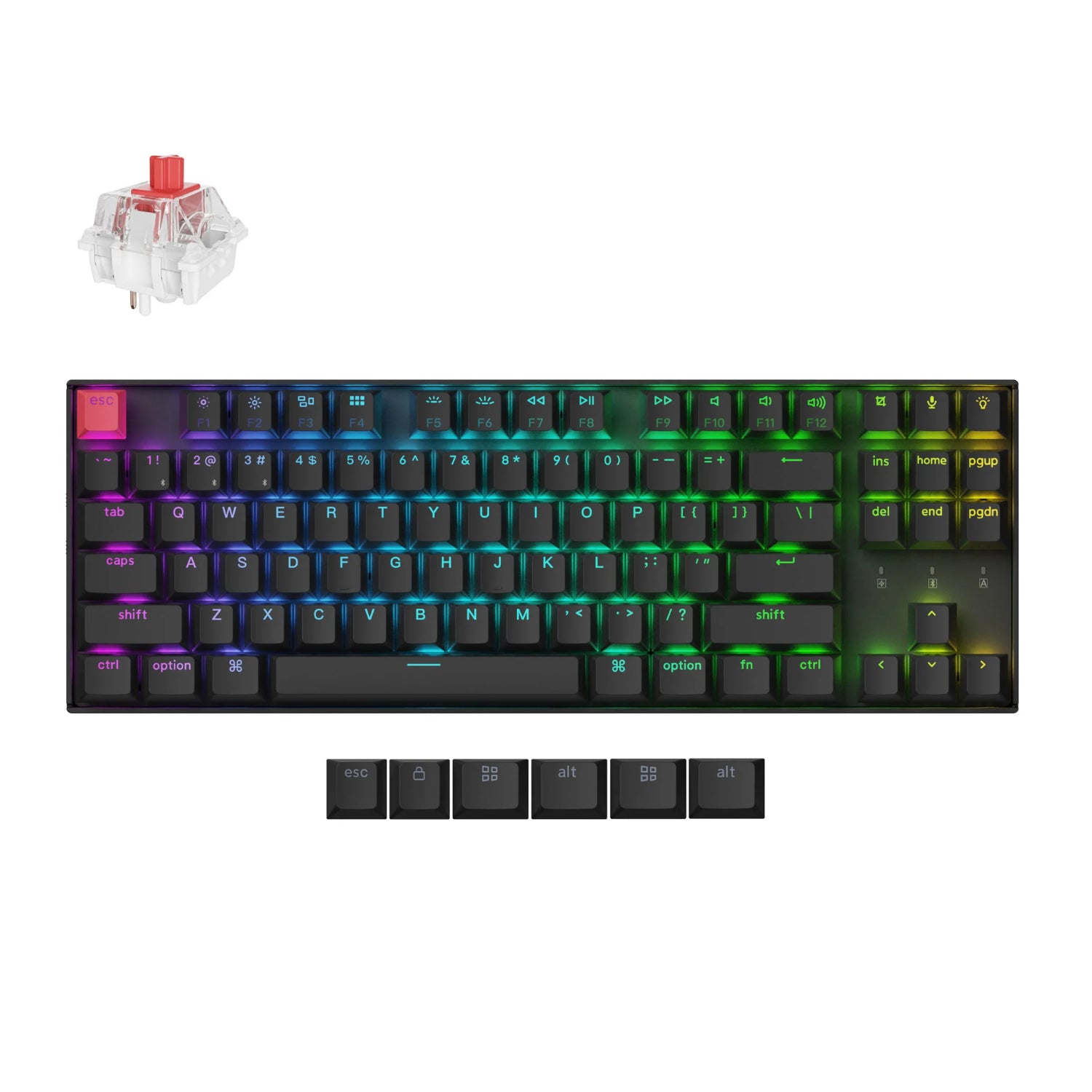 Keychron K8 QMK 80% TKL Wireless Mechanical Keyboard V2 Red Switches -