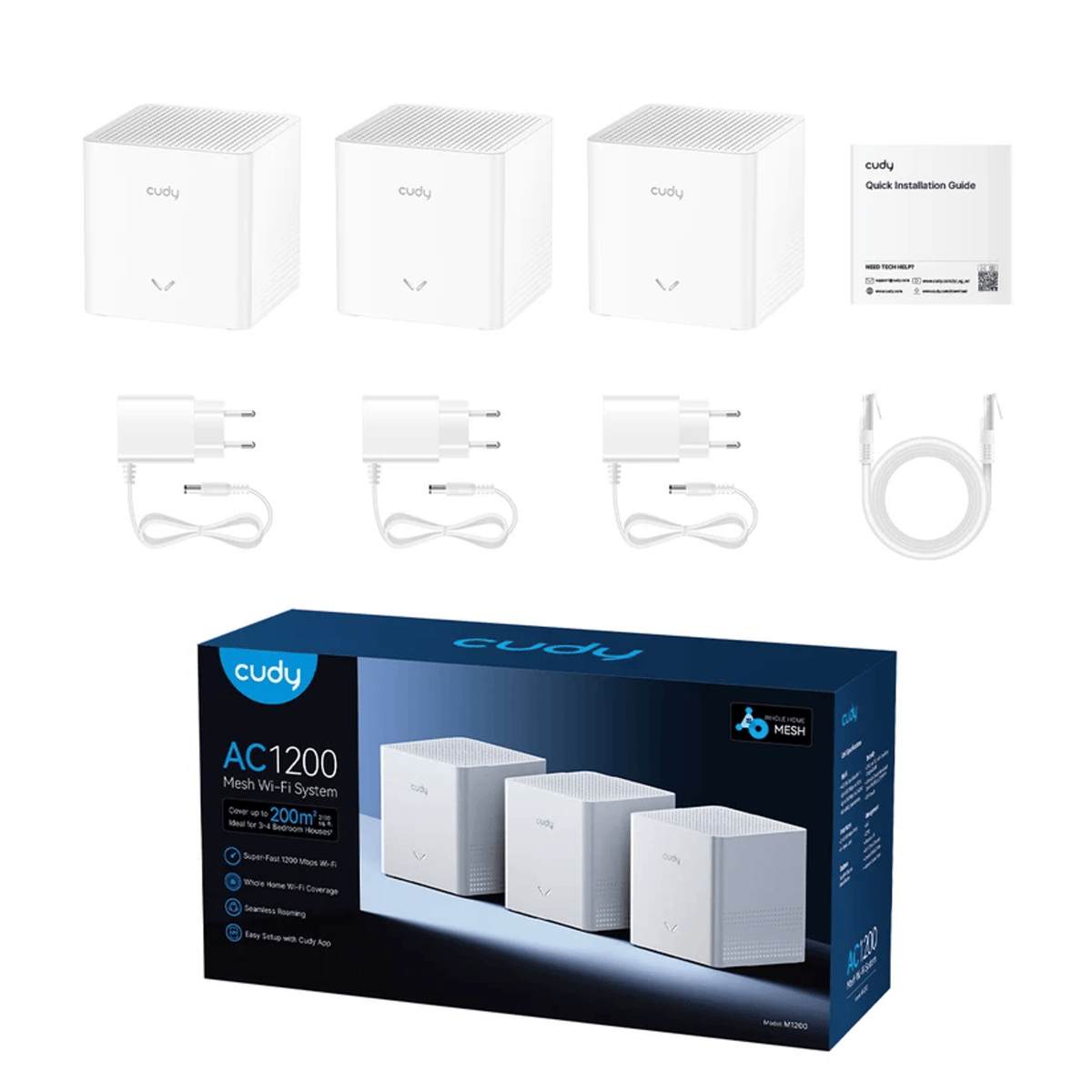 CUDY AC1200 Mesh Wi-Fi System 3 Pack-3