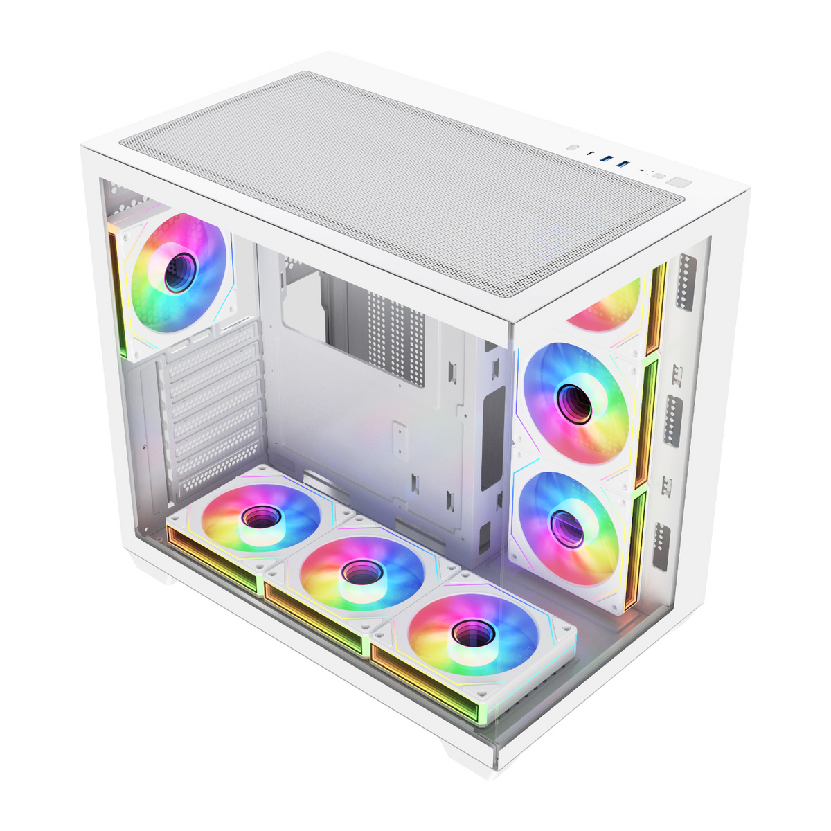 FSP M341 ATX Dual Chamber Mid Tower Gaming Chassis - White-2