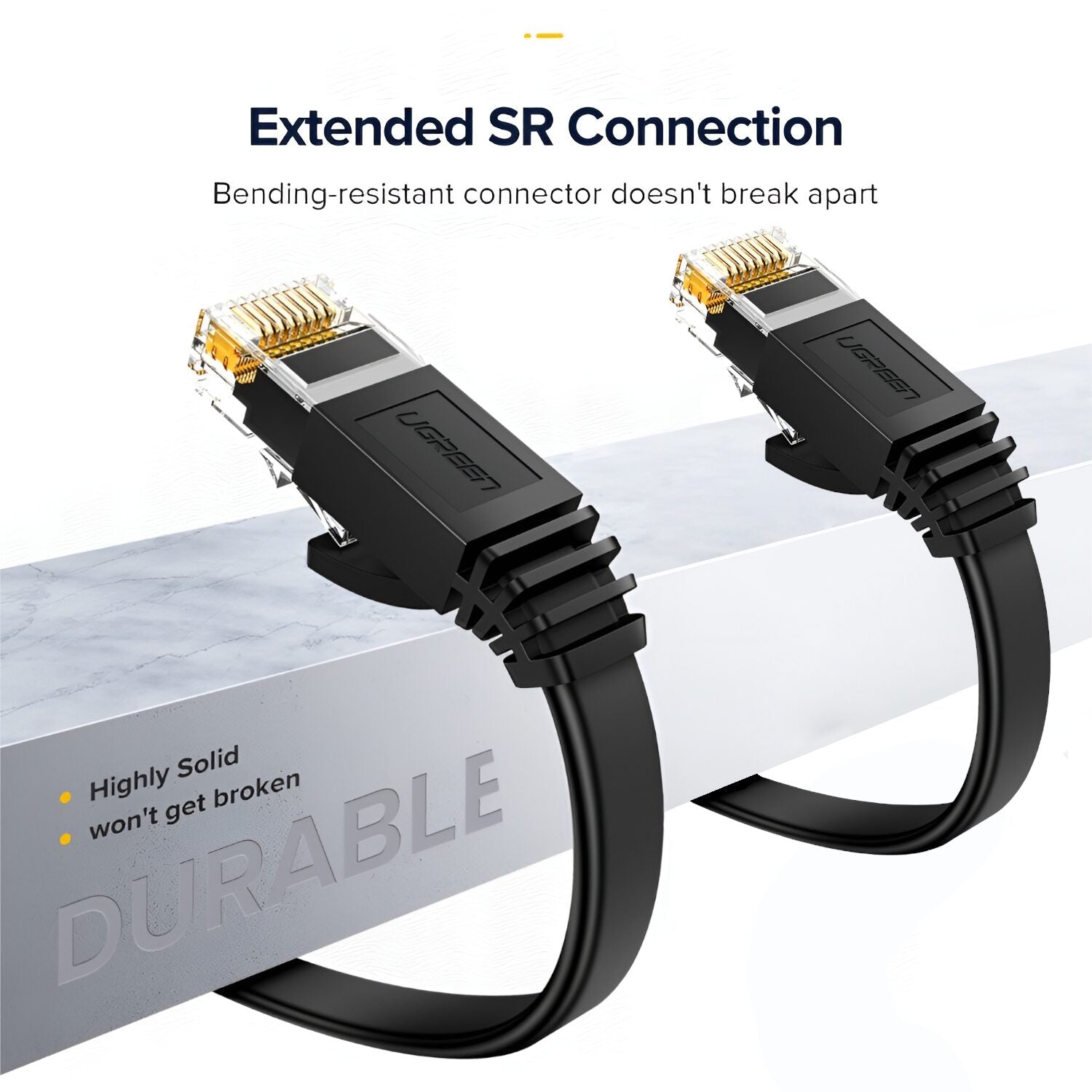 UGREEN NW102 Cat6 U/UTP Flat Ethernet Cable 20m - Black-3