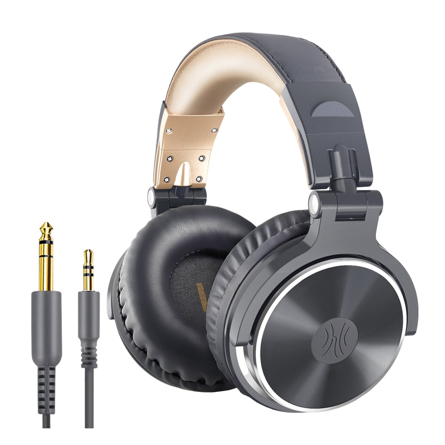 Oneodio Pro 10 Professional Wired Over Ear DJ and Studio Monitoring Headphones - Grey/Gold-1