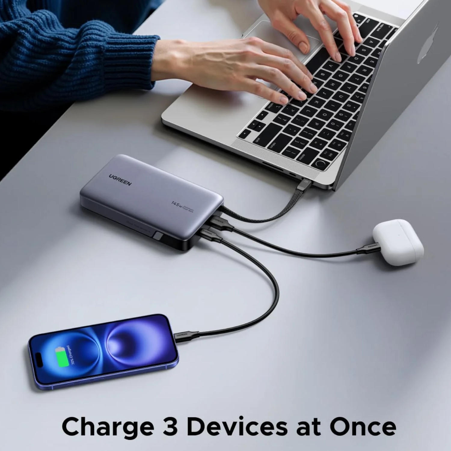 UGREEN Nexode 145W 20000mAh Power Bank with built-in USB Type-C Cable-4