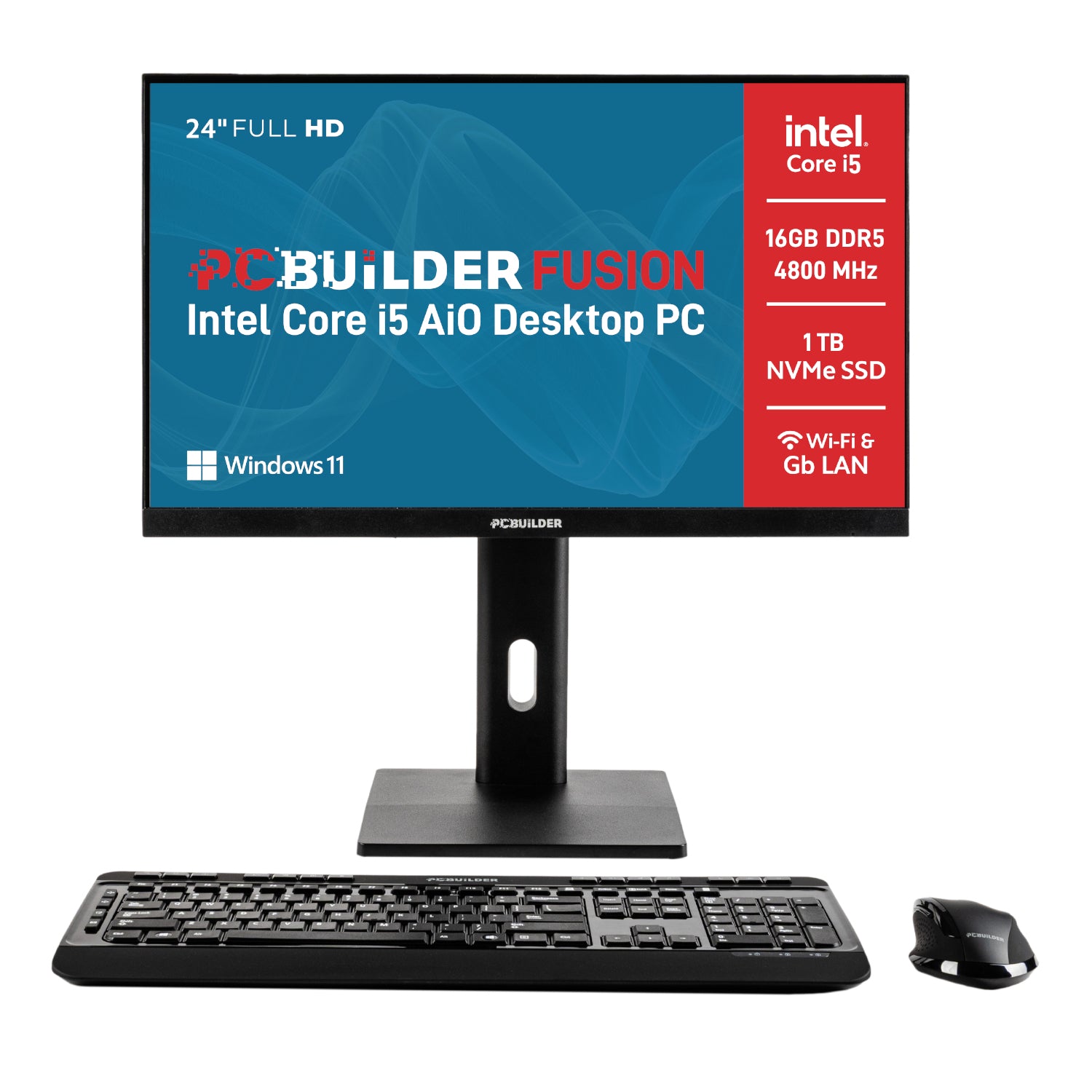 PCBuilder FUSION 24" Intel Core i5-12400 16GB DDR5 1TB Windows 11 AiO Desktop PC-0