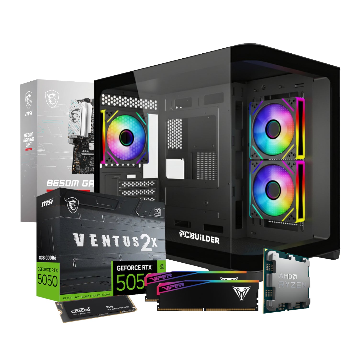PCBuilder Ryzen 5 8400F RECON Windows 11 Gaming PC-1