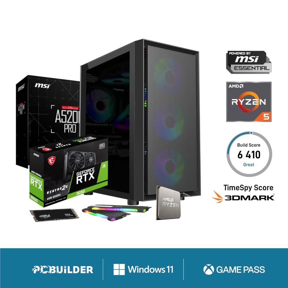 PCBuilder AMD Ryzen 5 5500 SCOUT Windows 11 Gaming PC-0