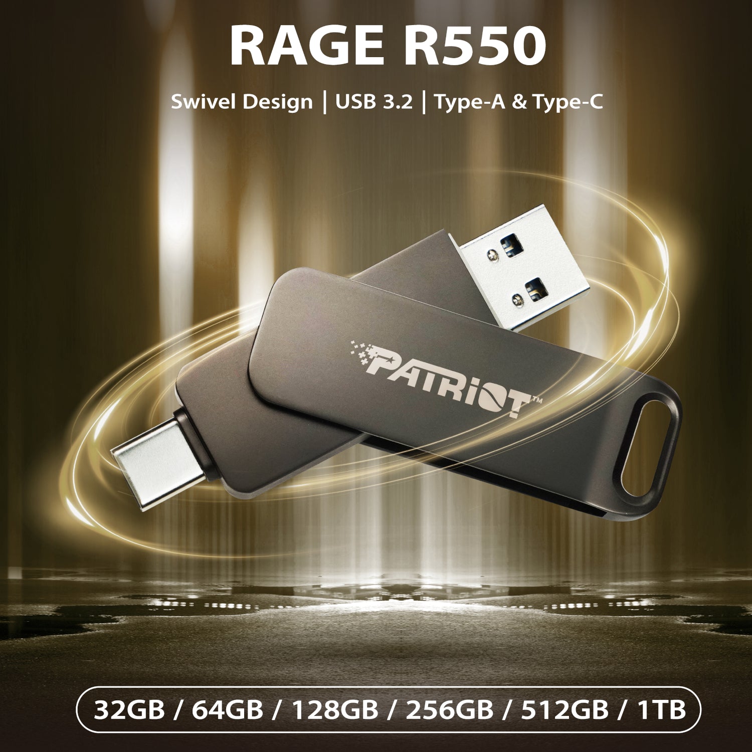 Patriot Rage R550 64GB USB3.2 Swing Type A to Type-C Flash Drive-4