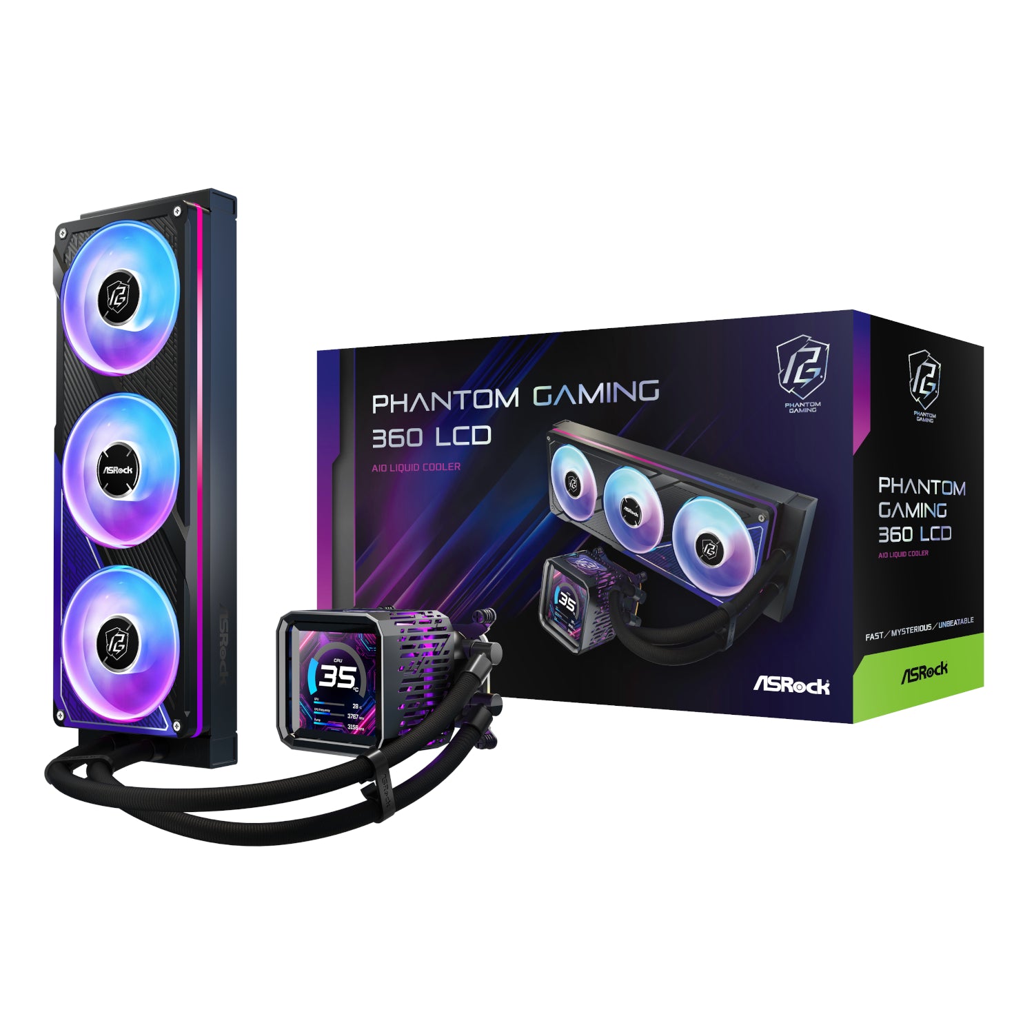 ASRock Phantom Gaming 360 LCD All-in-one Liquid CPU Cooler - Black-0