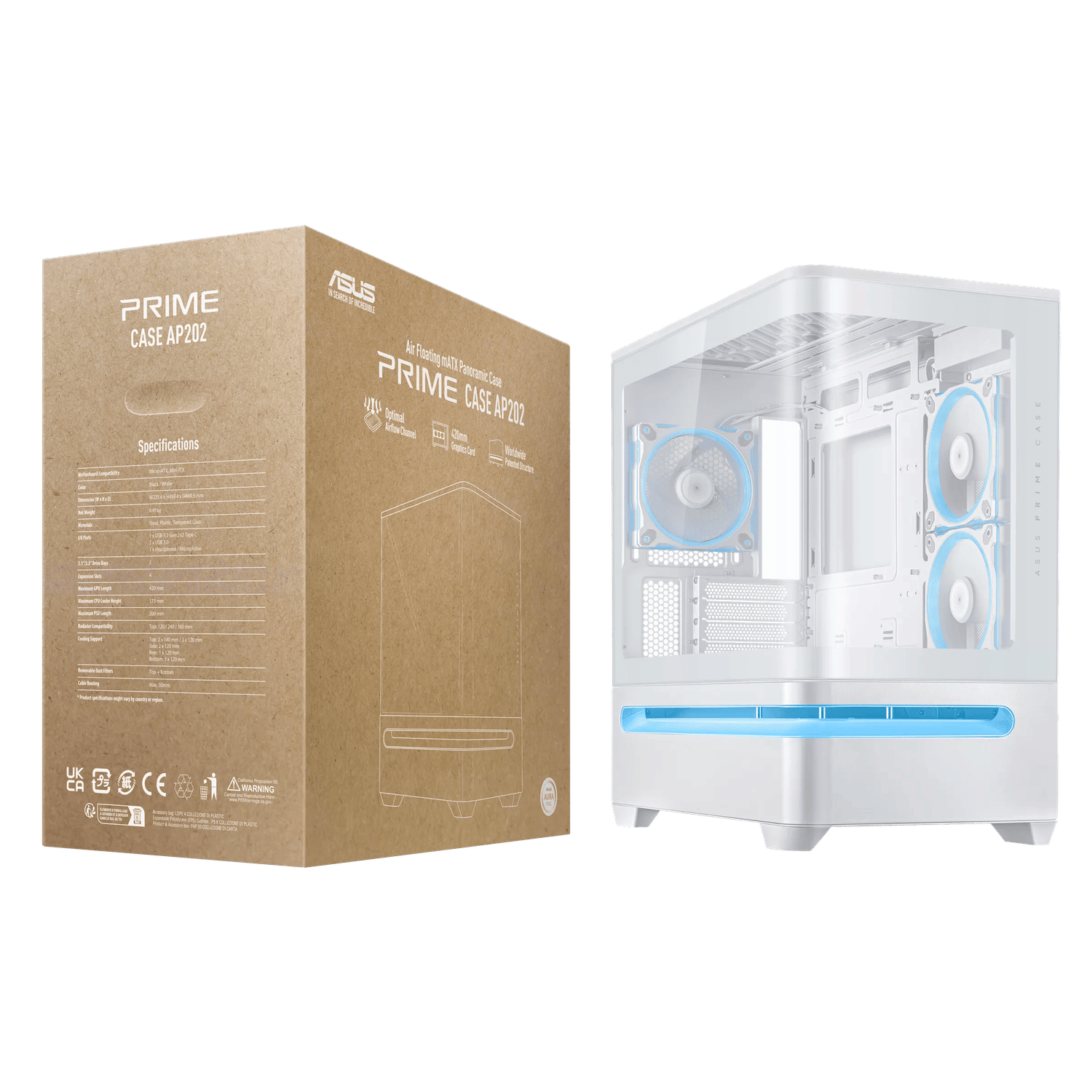 ASUS Prime AP202 ARGB mATX White Chassis-6