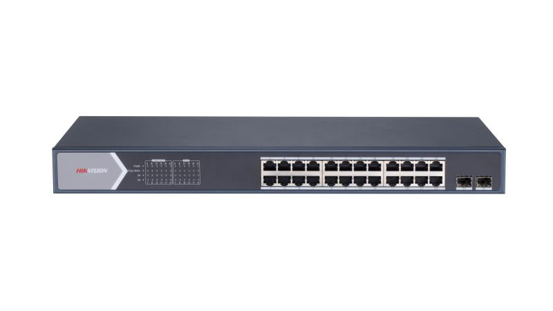 Hikvision L2 Smart Managed 24 Gigabit PoE ports 2 Gigabit SFP ports 802.3af/at PoE power budget 370W max-0