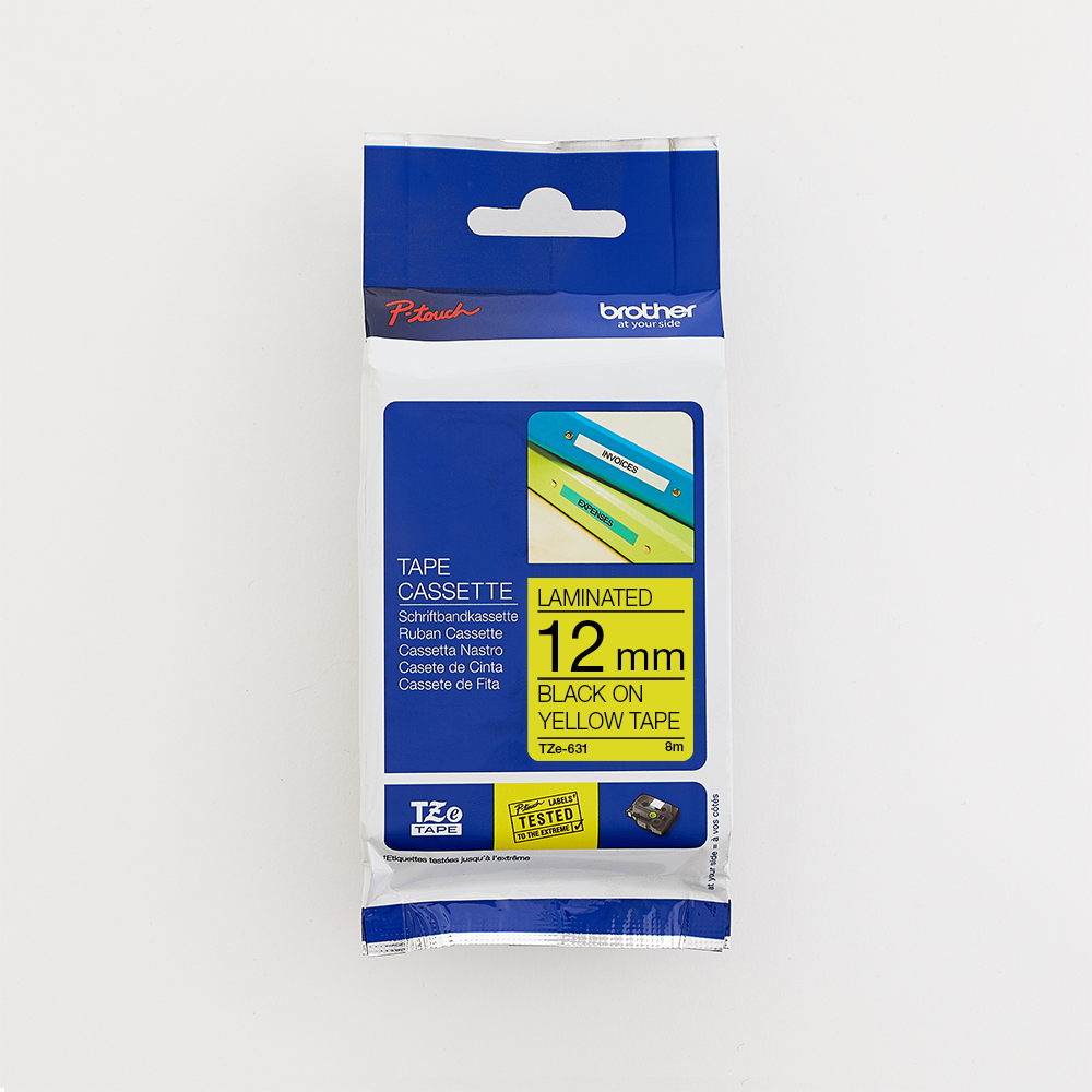 Brother 12MM Black on Yellow Laminated tape-0
