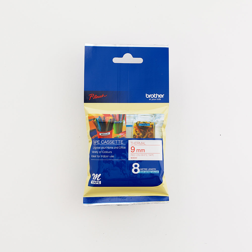 Brother 9MM Red on White Non-Laminated tape-0