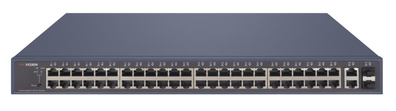 Hikvision L2 Smart Managed 48 Gigabit PoE ports 2 Gigabit RJ45 2 Gigabit SFP uplink ports 802.3af/at PoE power budget 470W max.-0