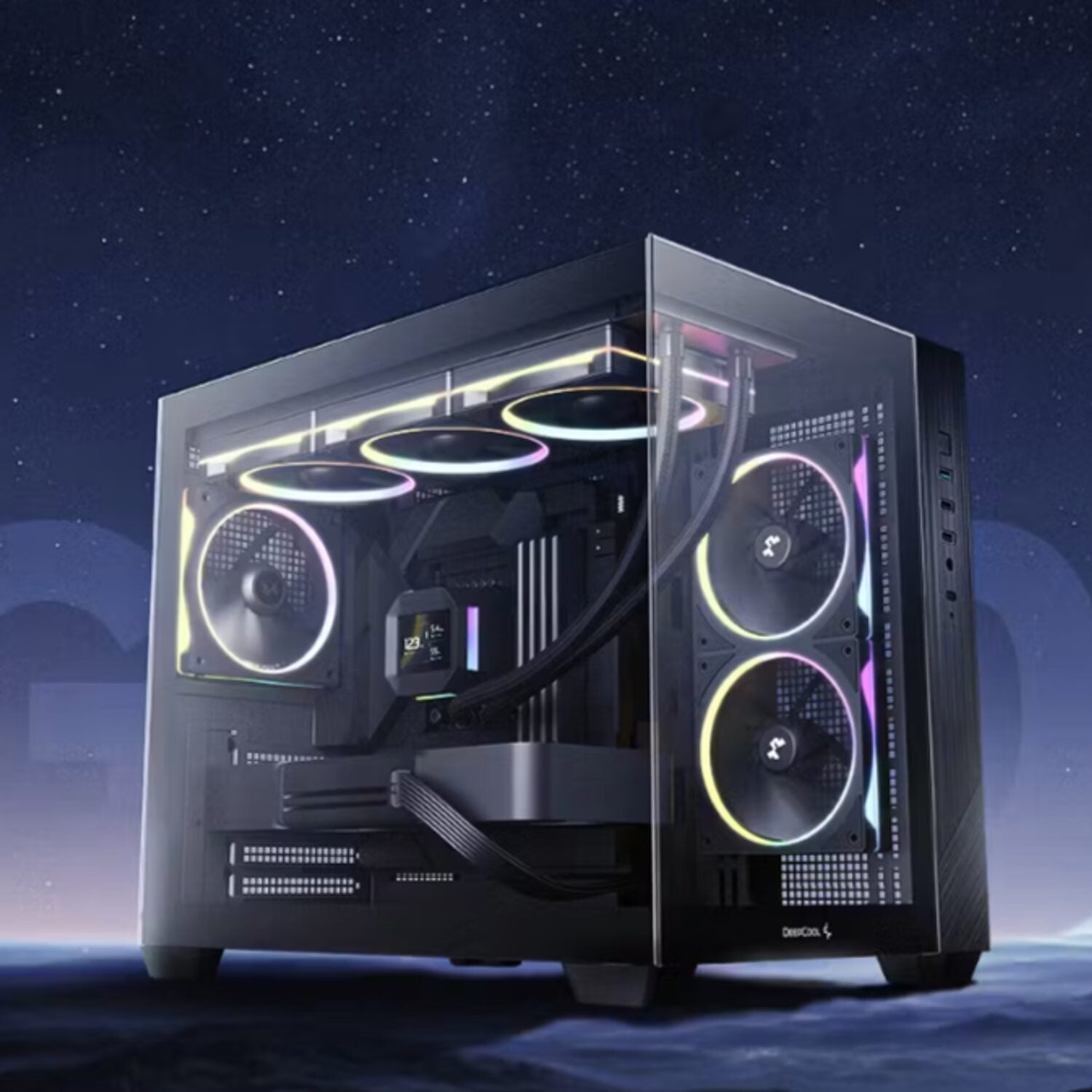 Deepcool CG330 3F Panoramic Dual-Chamber Micro-ATX Gaming Chassis - Black-2