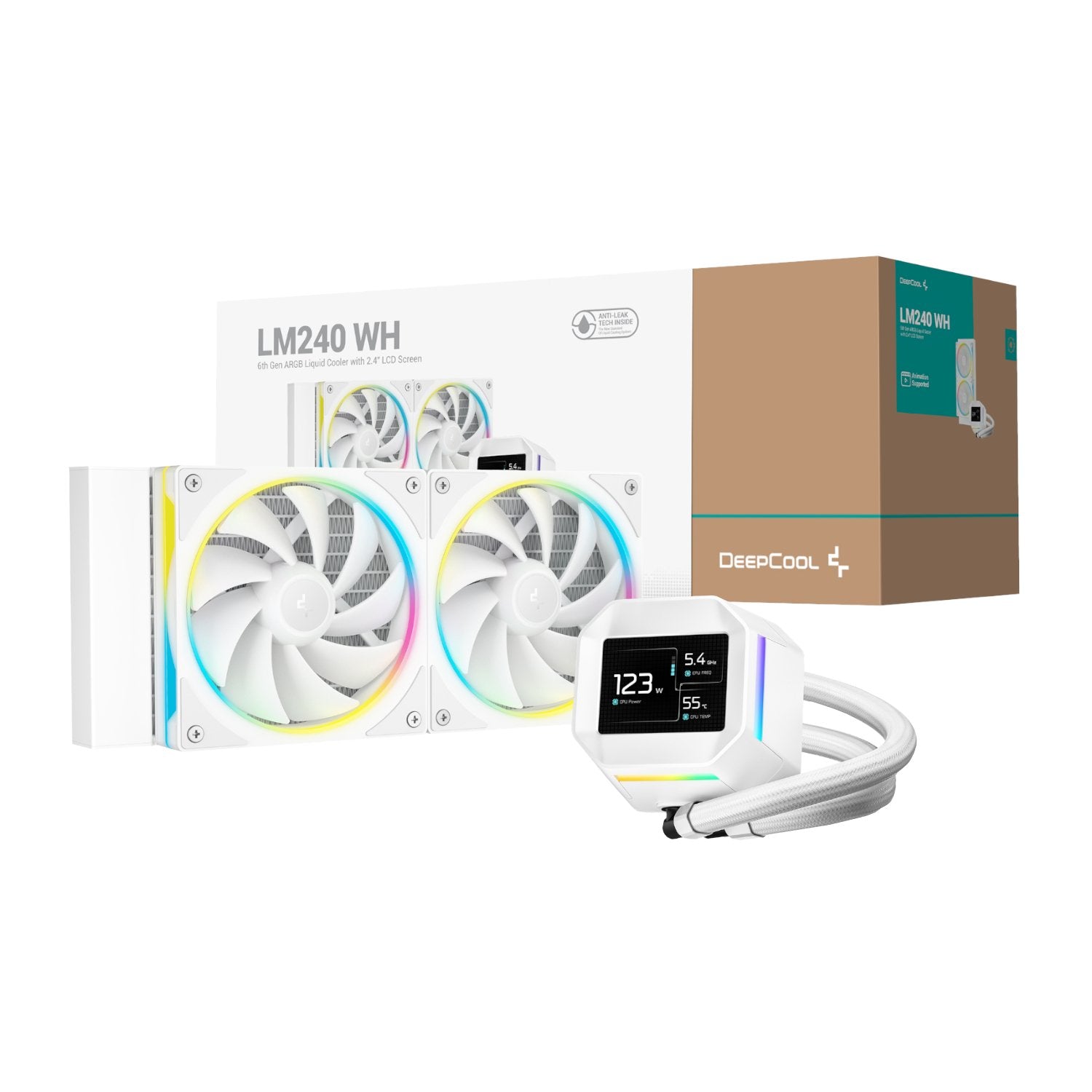DeepCool LM240 ARGB 240mm AiO Liquid Cooler - White-0